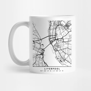 LIVERPOOL ENGLAND BLACK CITY STREET MAP ART Mug